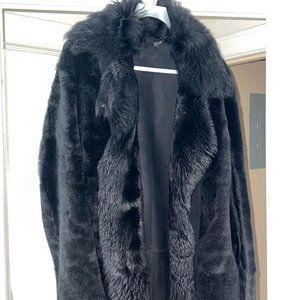 Theory Genuine Shearling & Leather Long Coat